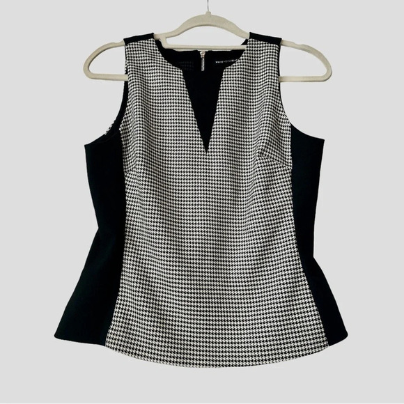 White House Black Market Tops - WHBM Black & White Sleeveless Houndtooth Pattern Top Size 6P